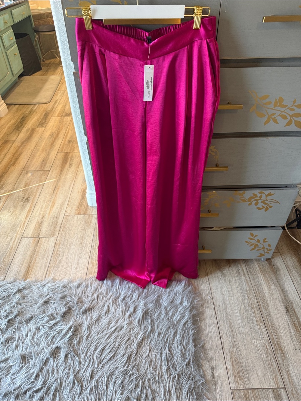 DREW Fuchsia Satin Maxi Skirt